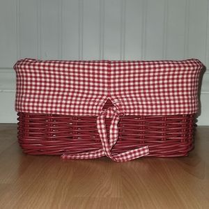 Pottery Barn Kids Small Red Sabrina Storage Basket w/ Red & White Gingham Liner